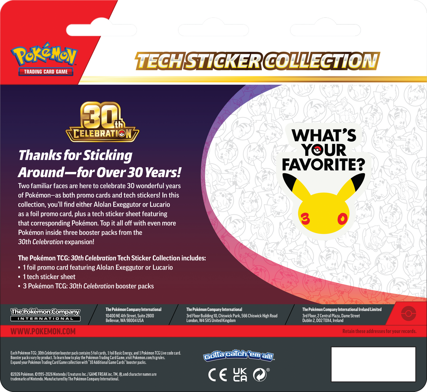 Pokémon 30th Celebration Tech Sticker Collection Lucario