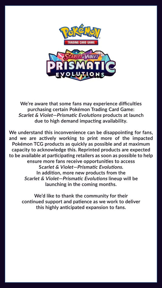 Prismatic Evolutions Reprint!