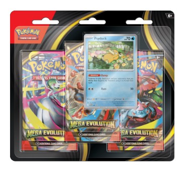Pokémon Mega Evolution 3-Pack Blister Psyduck [Pre-Order] Beschikbaar vanaf 10-10-2025