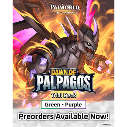 Palworld Official Card Game – Dawn of Palpagos Trial Deck- Green & Purple