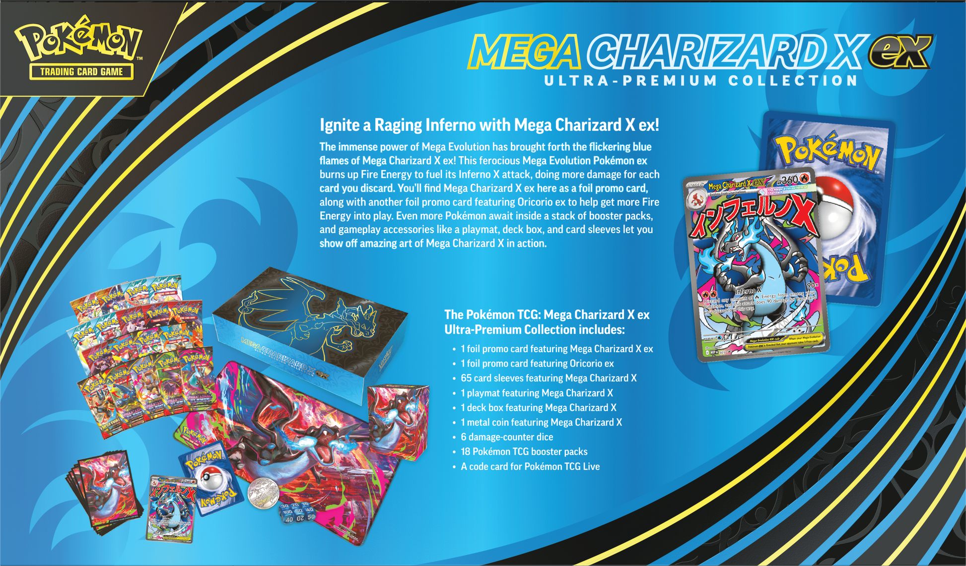 what booster packs come in the charizard ex box Pokémon Mega Charizard X ex Ultra Premium Collection – King Cards