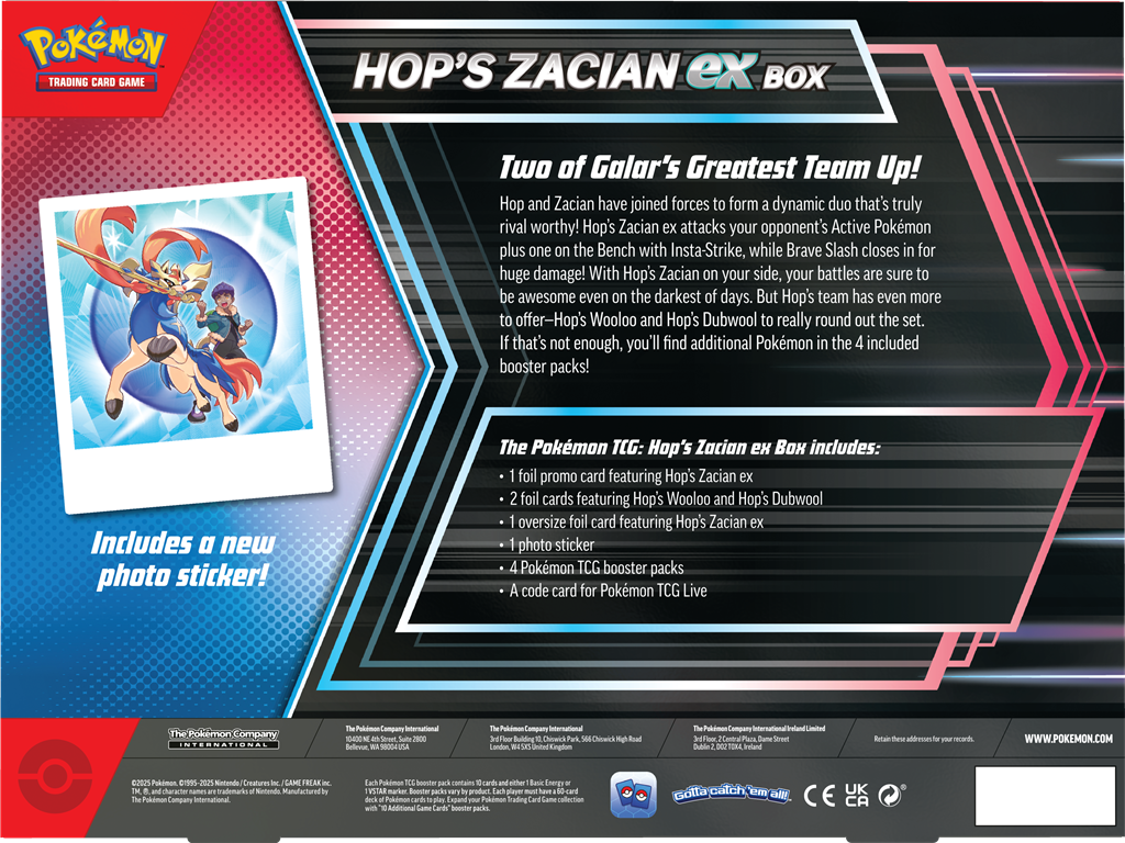 Pokémon Hop's Zacian ex Box